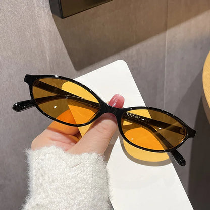 Cute Oval Small Frame Sunglasses Women New Retro Style Sexy brown Sun Glasses Ladies trendy Fashion Decorative Shades Eyeglass