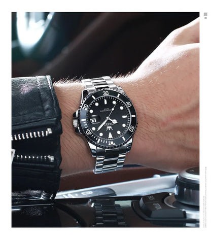 OLEVS Men's Watch Luxury Top Brand One-Way Rotating Outer Ring Design Quartz Watch for Men Auto Date Waterproof Wrist Watches