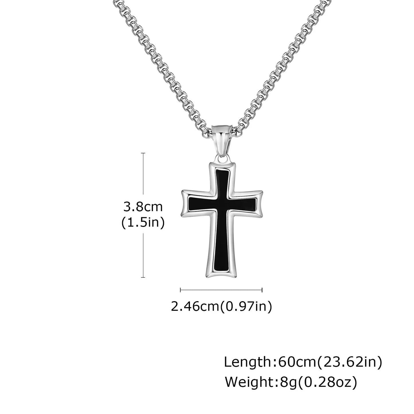 Basic Punk Cross Necklace for Men Boys,Stainless Steel Silver Color Cross Pendant Necklace,Christian Religious Jewelry Gift