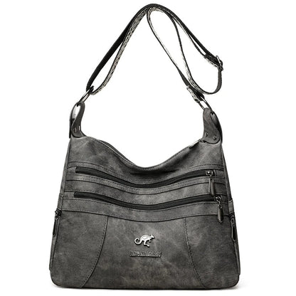 Vintage Style Shoulder Bag for Women Multi Layer Versatile Faux Leather Crossbody Bag Casual Handbag Purse with Zipper Closure
