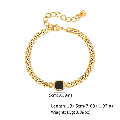 Vnox 5mm Width Adjustable Chain Bracelet for Men, Stainless Steel Acrylic Six-Sided Polished Jewelry Gifts for Husband Son‌ Him
