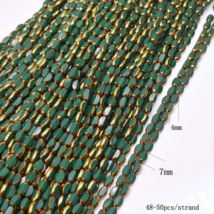 4x7mm 50pcs/lot Briolette Oval Glass Beads Plating Gold Color Crystal Glass Loose Spacer Beads For Beads for Jewelry Making DIY