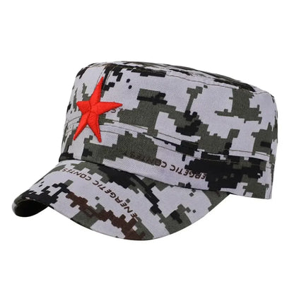 Unisex Cotton Men Cap Spring Summer Beach Outdoor Street Street Cool Church Sunhat Flat Top Hat With Red Star Dropshipping