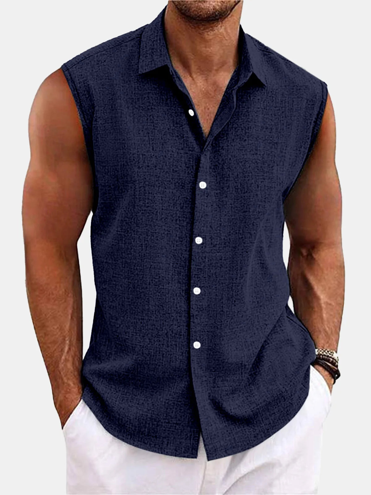 Men's Summer Short Sleeve Shirt Casual Solid Color Beach Top with Collar Lightweight Breathable Casual Button Up Shirts for Men