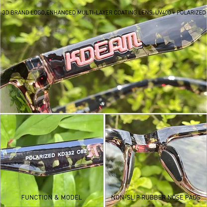 KDEAM Unisex Square Sunglasses Polarized Coated Lens Suitable For Driving Fishing Sunglasses Anti-Blue Light Computer Eyeglasses
