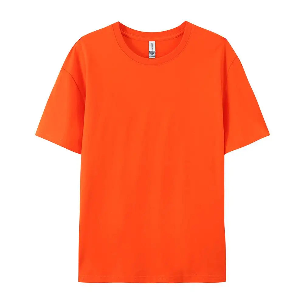 100% Cotton Solid Tshirts Men Woman Short Sleeve Fashion Brand Trend Casual Soft Clothing Tees Customized Products Summer Tops