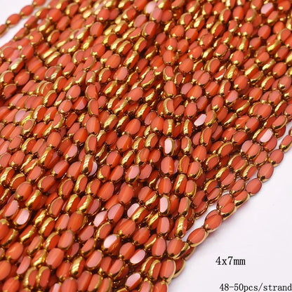 4x7mm 50pcs/lot Briolette Oval Glass Beads Plating Gold Color Crystal Glass Loose Spacer Beads For Beads for Jewelry Making DIY