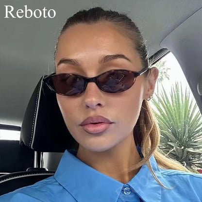 Cute Oval Small Frame Sunglasses Women New Retro Style Sexy brown Sun Glasses Ladies trendy Fashion Decorative Shades Eyeglass