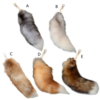 New Fashion Wolf Tail Fur Keychains Unisex Pendant Car Keyring Holder Key Chains Charm Bag Accessories Gifts