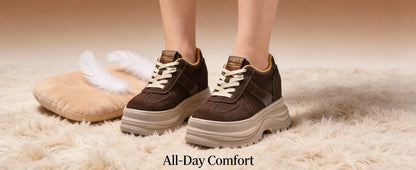 Fujin Elevator Shoes for Women Fall Spring New Platform Sneakers 12cm Height Increase Chunky Shoes for Petite Women Chunky Shoes