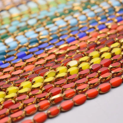 4x7mm 50pcs/lot Briolette Oval Glass Beads Plating Gold Color Crystal Glass Loose Spacer Beads For Beads for Jewelry Making DIY