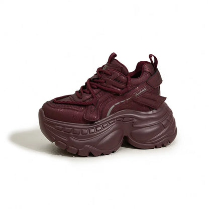 9cm Genuine Leather Chunky Sneakers for Women Fashion Sneakers Walking Shoes Platform Heel Sneakers Women Casual Shoes