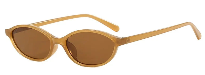 Cute Oval Small Frame Sunglasses Women New Retro Style Sexy brown Sun Glasses Ladies trendy Fashion Decorative Shades Eyeglass