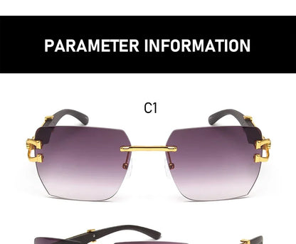 Rimless Square Leopard Frame Outdoor Sunglasses For Man Designer Gradient Sun Glasses Woman Fashion Vintage Luxury Eyewear