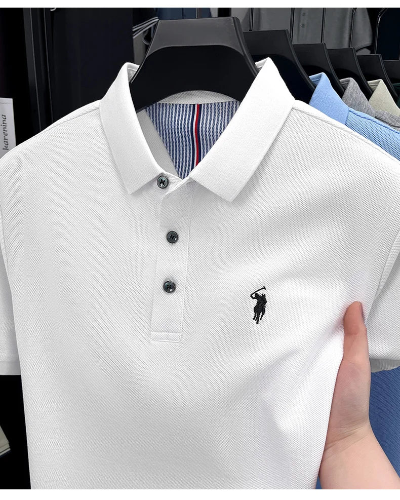 100% pure cotton high-end brand men's short sleeve polo shirt summer fashion original pony embroidery golf Paul  casual T-shirt