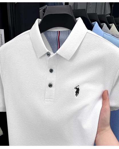 100% pure cotton high-end brand men's short sleeve polo shirt summer fashion original pony embroidery golf Paul  casual T-shirt