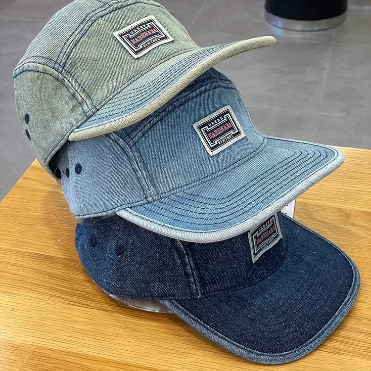 Vintage Flat Brim Denim Baseball Caps Male Women Harajuku Snapback Cap Fashion Streetwear 5 Panel Skateboard Hat casquette gorra