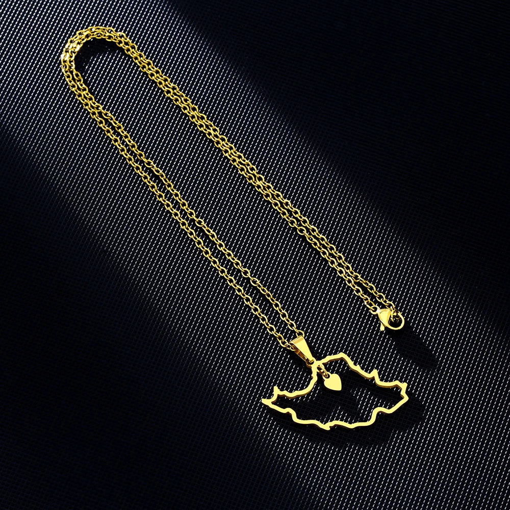 Islamic Republic of Iran Map Pendant Necklace Stainless Steel Gold/Silver Color Men Women Country Map Jewelry Gift