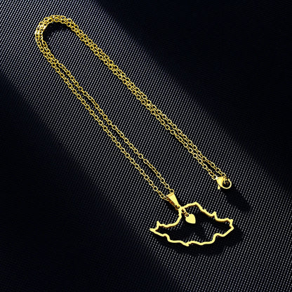 Islamic Republic of Iran Map Pendant Necklace Stainless Steel Gold/Silver Color Men Women Country Map Jewelry Gift