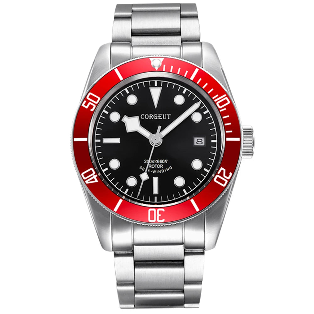CORGEUT Japan Movement Biwan Snowflake Business Luxury Men Watches Sapphire Glass Automatic Mechanical Diving Date Watch for Man
