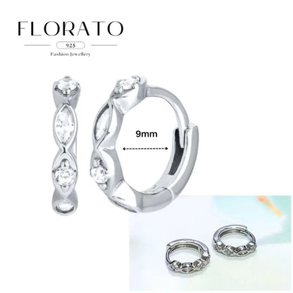 Women Pure Silver Series 925 Sterling Silver Ear Needle Geometric/Butterfly Flowers Pendant hoop Earrings Crystal Zircon Jewelry