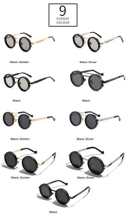 SHAUNA Retro Metal Round Punk ND9-level Adjustable Dimming Sunglasses Women Polarized UV400 Fashion Men Outdoor Sun Glasses