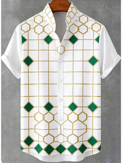 2026 Men's New Natural Tiger Phoenix Pattern 3D Printed Linen Casual Shirt Hawaiian Outdoor Activity Short-sleeved Clothing Men