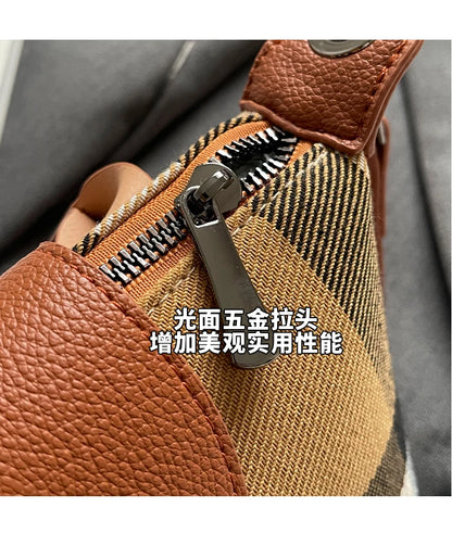 European and American Fashion Women's Bag 2024 New Check Pattern Bag Handheld Dumpling Bag Handheld Crossbody Bag