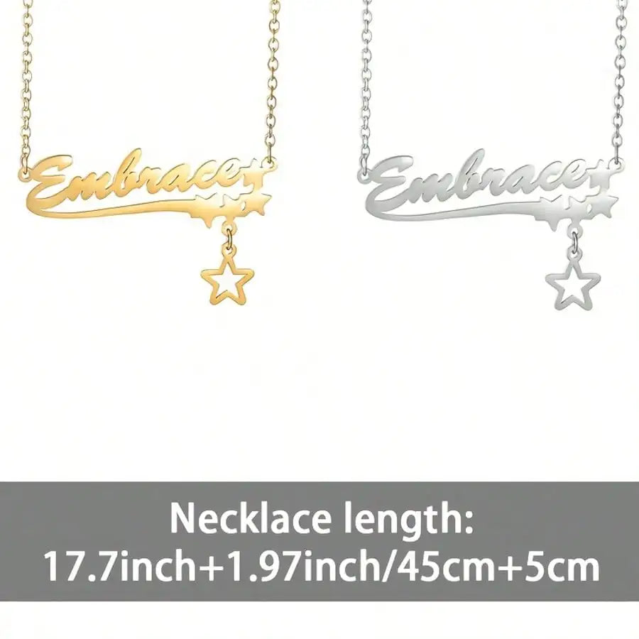  DOREMI Personalized Custom Necklace For Women Hollow Stars Pendant Customized Name Multiple Fonts To Choose For Gift Necklace