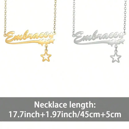  DOREMI Personalized Custom Necklace For Women Hollow Stars Pendant Customized Name Multiple Fonts To Choose For Gift Necklace