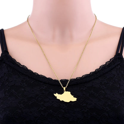 Islamic Republic of Iran Map Pendant Necklace Stainless Steel Gold/Silver Color Men Women Country Map Jewelry Gift