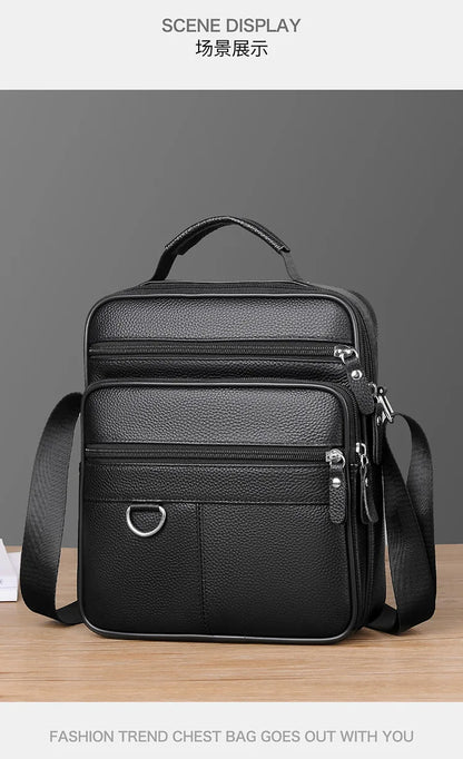 High quality genuine leather men's crossbody bag soft cowhide simple, casual, business style small shoulder bag for men Handbag