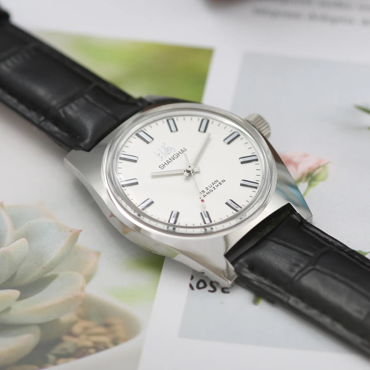 Shanghai Watches Sterile Dial Bauhaus Design 36mm Men's Mechanical Wristwatches Drop Shipper 7120