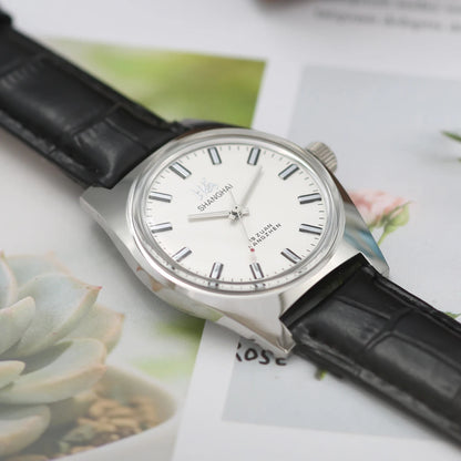 Shanghai Watches Sterile Dial Bauhaus Design 36mm Men's Mechanical Wristwatches Drop Shipper 7120