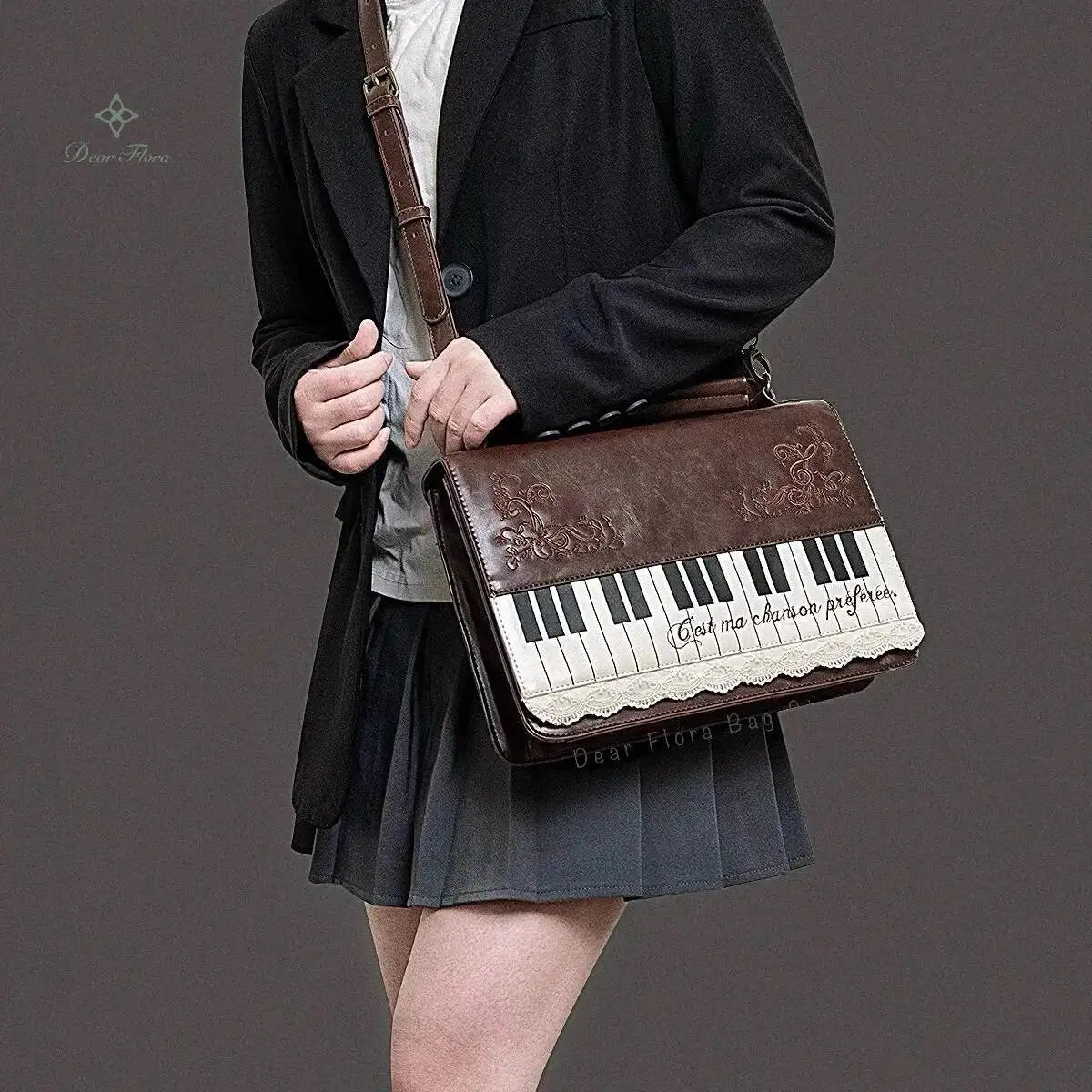 New Vintage Piano Shoulder Bag Womens Brown Crossbody Bag Y2k Girls Transparent Ita Bag Personalized Backpack Aesthetic Handbags