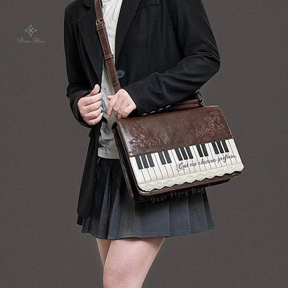 New Vintage Piano Shoulder Bag Womens Brown Crossbody Bag Y2k Girls Transparent Ita Bag Personalized Backpack Aesthetic Handbags
