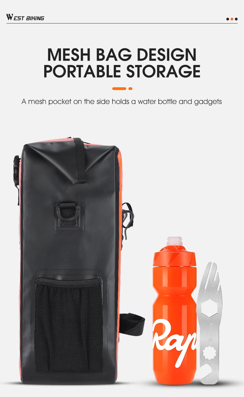 WEST BIKING Cycling Bicycle Bike Rear Seat Trunk Bag Large Capacity Panniers Reflective Rear Bag Waterproof Bicycle Storage Bag