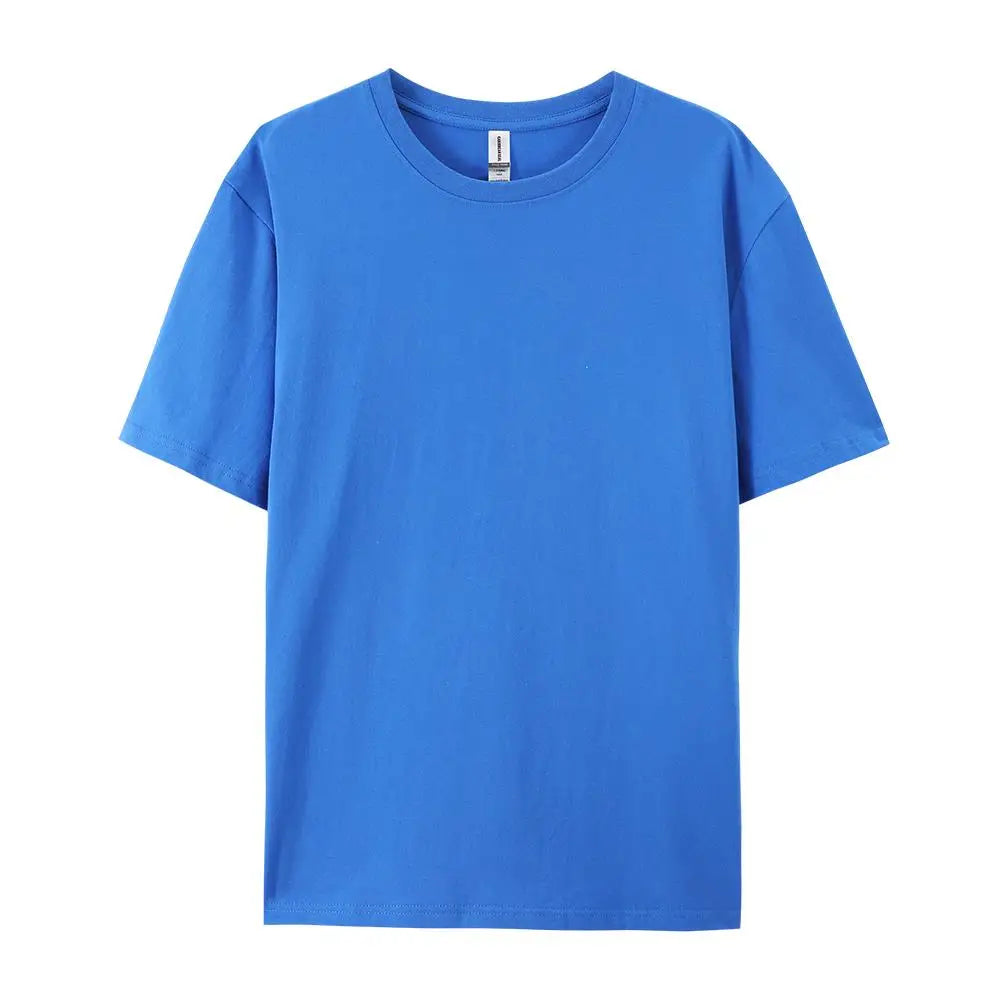 100% Cotton Solid Tshirts Men Woman Short Sleeve Fashion Brand Trend Casual Soft Clothing Tees Customized Products Summer Tops