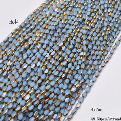 4x7mm 50pcs/lot Briolette Oval Glass Beads Plating Gold Color Crystal Glass Loose Spacer Beads For Beads for Jewelry Making DIY