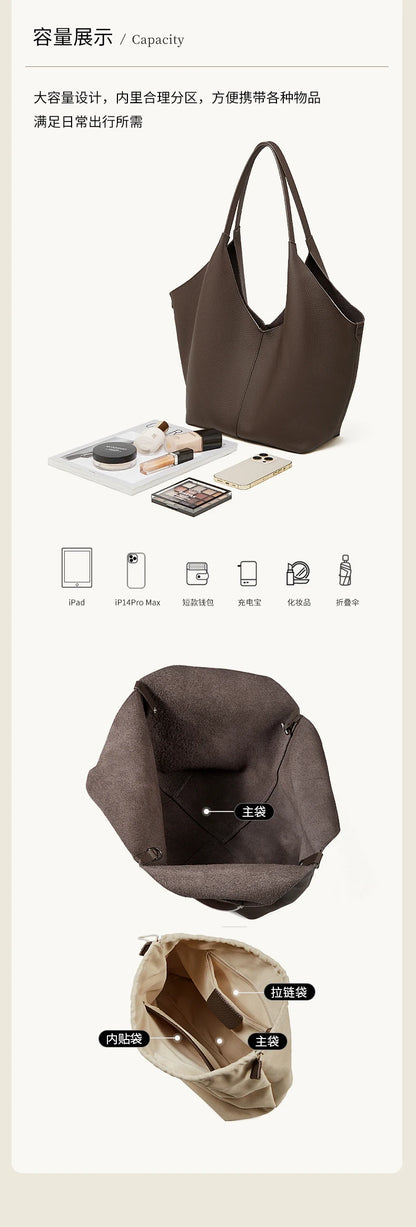 Hifashion Cow Genuine Leather Large Underarm Shoulder Bags For Women 2026 Luxury Designer Shopping Tote Office Ladies Handbags