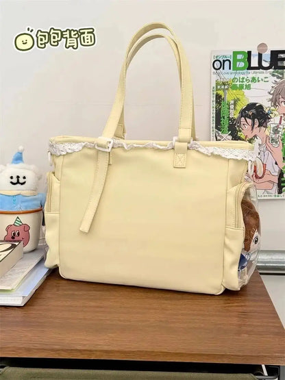 New Y2K Cute Japanese Ita Bag Lolita Girl Transparent Shoulder Tote Bag Large Capacity Crossbody Casual Bag DIY Display Handbags