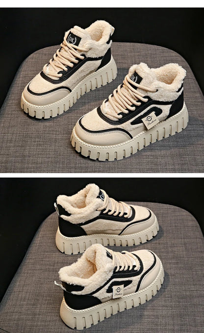 Fleece-Lined Warm High-Top Soft Men's Casual Sports Cotton Shoes Women's Anti-Slip Wear-Resistant