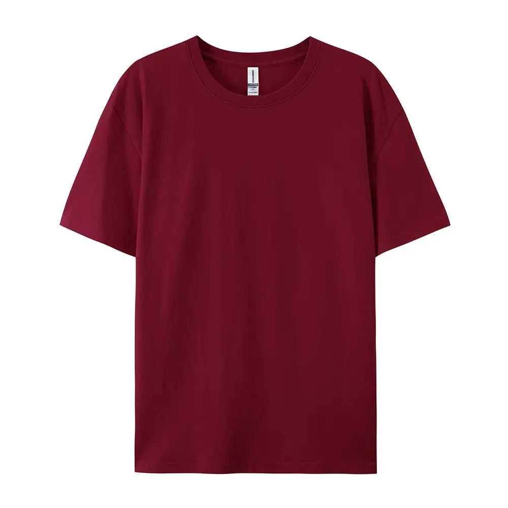 100% Cotton Solid Tshirts Men Woman Short Sleeve Fashion Brand Trend Casual Soft Clothing Tees Customized Products Summer Tops