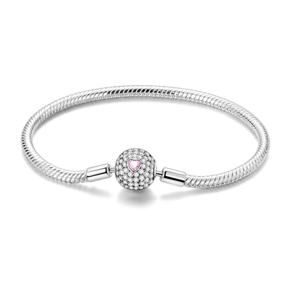 925 Sterling Silver Bracelets 17-20CM Original Golden Sparkling Heart Shaped Bracelet Fit DIY Charms Beads Fashion Women Jewelry