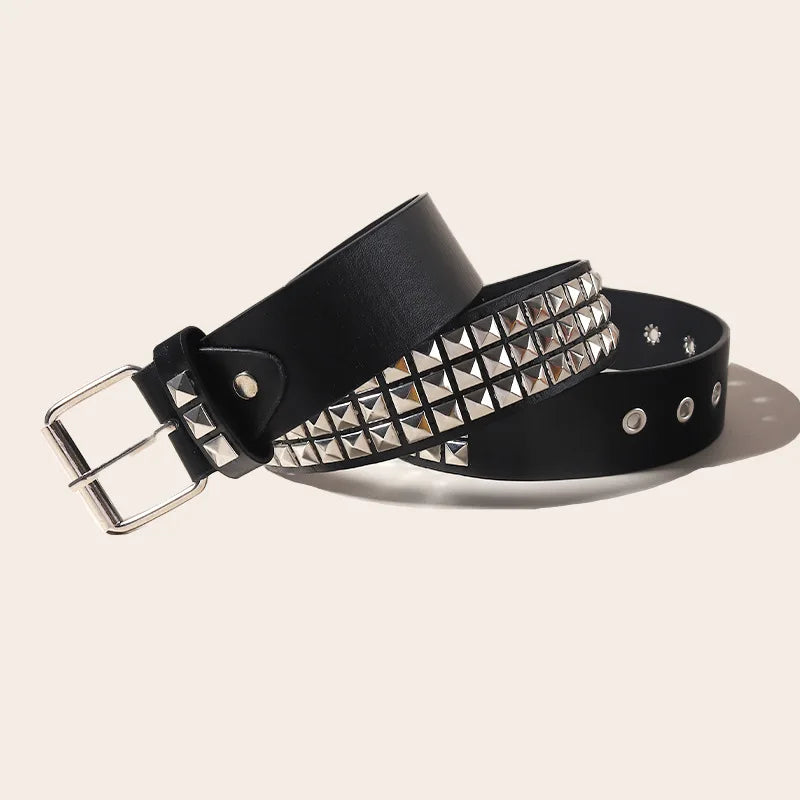 Black Belt for Women and Men, Unisex Personality Five-Pointed Star Studded Buckle Jeans Belt for Men Business style High Quality