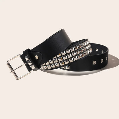 Black Belt for Women and Men, Unisex Personality Five-Pointed Star Studded Buckle Jeans Belt for Men Business style High Quality