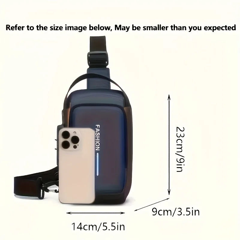Men's Sporty Chest Bag Motorcycle Phone Pack with Password Lock, Zipper Closure Crossbody Sling Bag for Daily Commute Outdoor