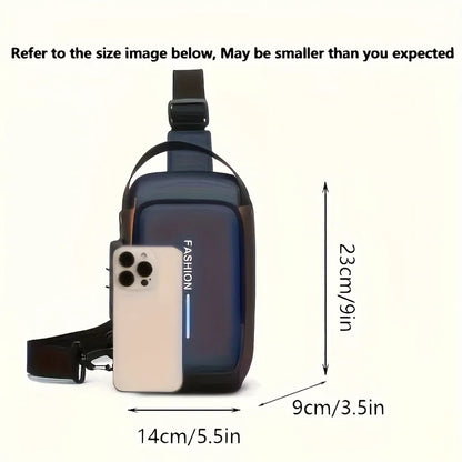 Men's Sporty Chest Bag Motorcycle Phone Pack with Password Lock, Zipper Closure Crossbody Sling Bag for Daily Commute Outdoor