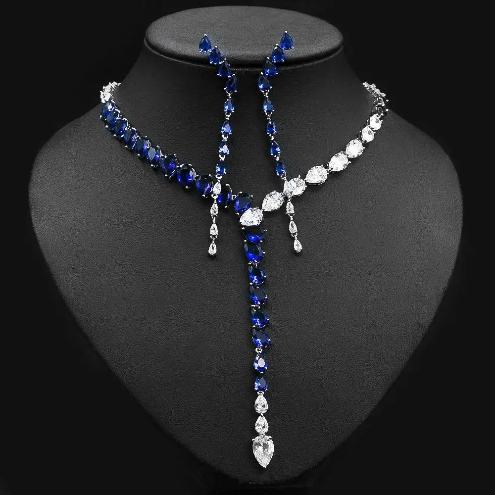 High Quality 2pcs Tassel Necklace and Earring 2 PCS Set Fashion European Bride Wedding Jewelry Set  Accessories