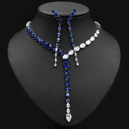 High Quality 2pcs Tassel Necklace and Earring 2 PCS Set Fashion European Bride Wedding Jewelry Set  Accessories